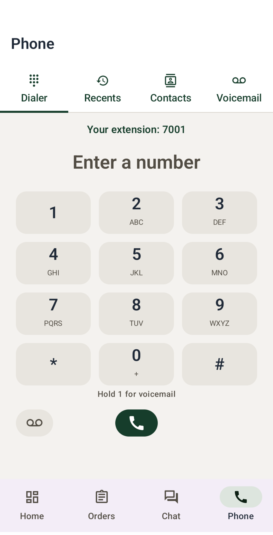 Built-in phone dialer